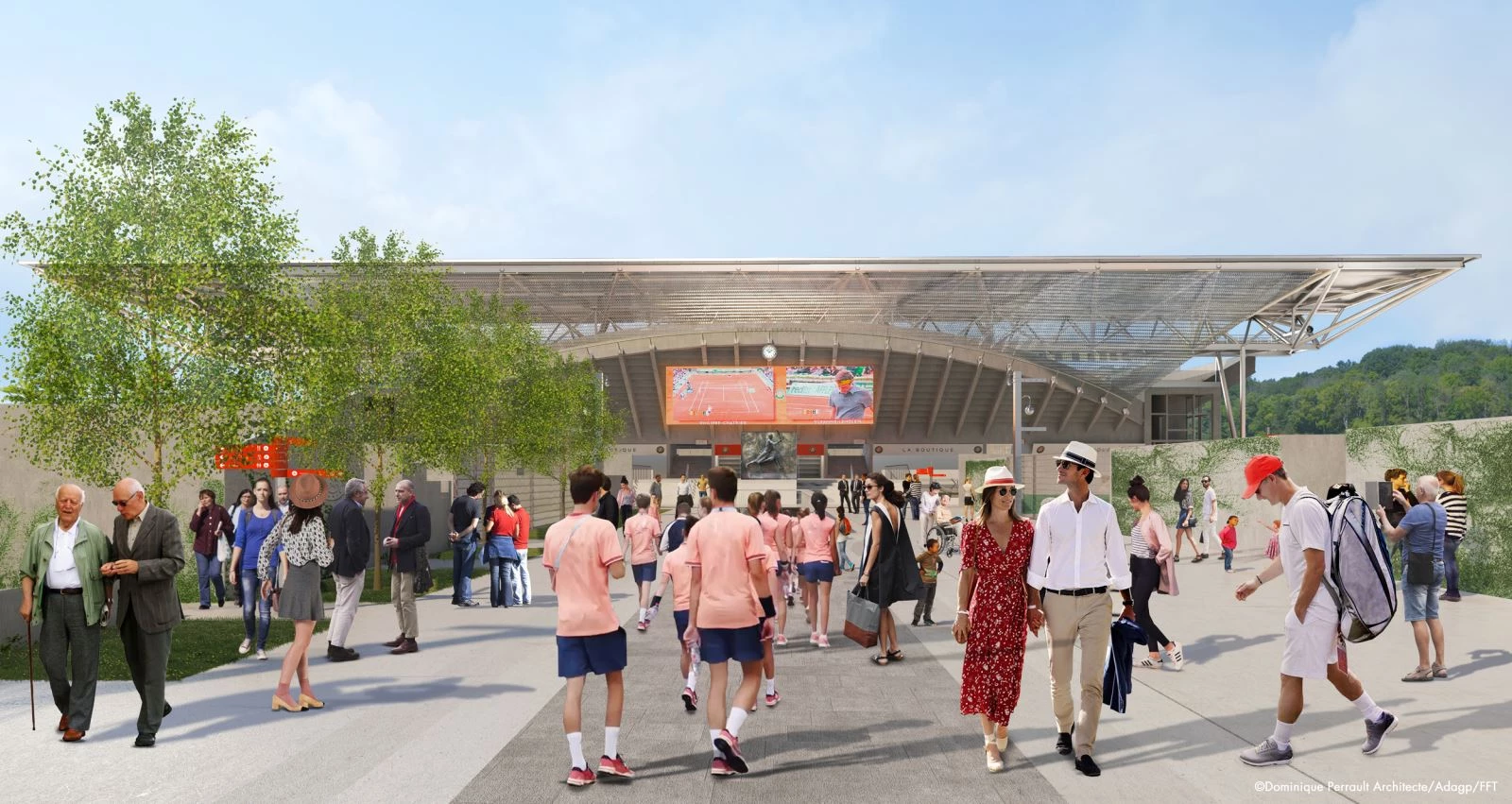 Dominique Perrault, cubierta retráctil para la pista de tenis Suzanne Lenglen en París