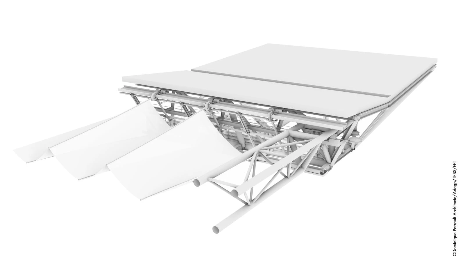 Dominique Perrault, cubierta retráctil para la pista de tenis Suzanne Lenglen en París